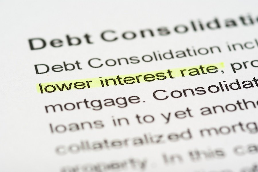 Debt Consolidation Showing Lower Interest Rates