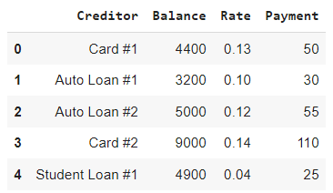 Initial Output of Loan Information